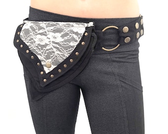 Lace Pocket Belt: Brass Accents, Festival Utility Belt