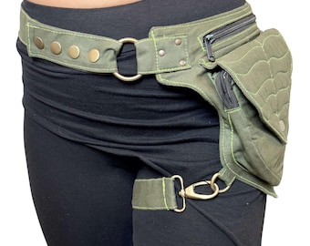 Elven Leaf Satchel Belt Bag: Festival Utility Belt, Leg Purse