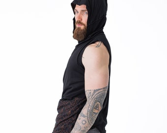 Hooded Cotton Jersey Top: Androgynous Festival Clothing
