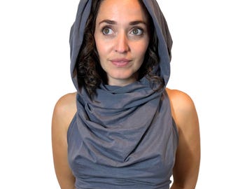Hooded Crop Top: Open Back Festival Clothing
