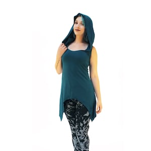 Geo Hood Top ~ Mishu ~ Sleeveless Tunic , Elven Clothing , Hoop Clothing , Yoga Wear , Festival Fashion