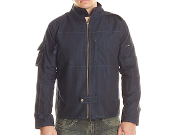 Pinstripe Cyberpunk Jacket: Mishu Fleece-Lined Pirate Coat