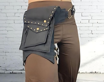 Canvas Utility Belt: Festival Fanny Pack with Thigh Bag