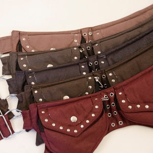 Pixie Belt Silver ~ Mishu ~ Canvas utility belt , Canvas pocket belt , Hip bag , Festival belt