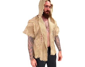 Distressed Cotton Festival Cape: Post-Apocalyptic LARP Poncho