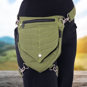 Sacoche elfique ~ Mishu ~ Ceinture utilitaire , Porte-monnaie en forme de feuille , Sacoche pour jambe , Ceinture de poche , Sac elfique , Ceinture de festival