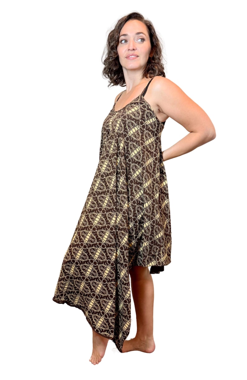 Bohemian Stretchy Cotton Dress: Fairy Pixie Alternative Clothing Brown Witch