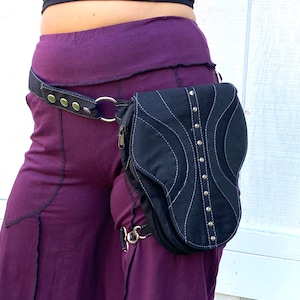 Torba z czaszką: rozkładany bawełniany pasek narzędziowy - pas festiwalowy Black w/Silver