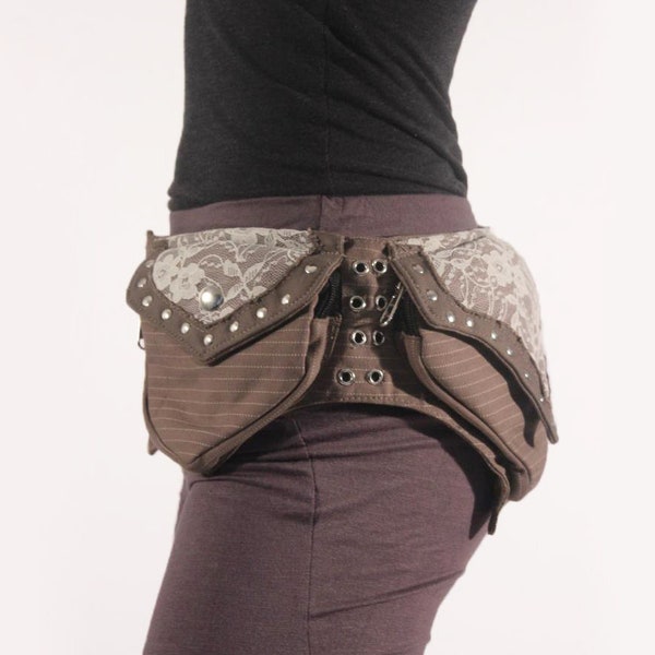 Pixie Belt Lace Silver ~ Mishu ~ Hip belt, Pocket belt, Faerie, Festival clothing, Travel belt, Woodland, Burning Man