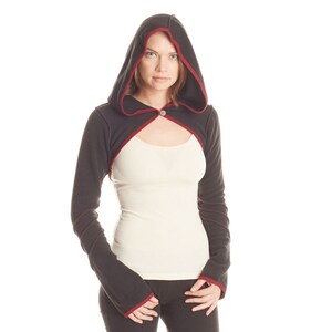 Fleece Pixie Shrug ~ Mishu ~ Hooded Shrug , Belly dance , Festival clothing , Steampunk , Goth