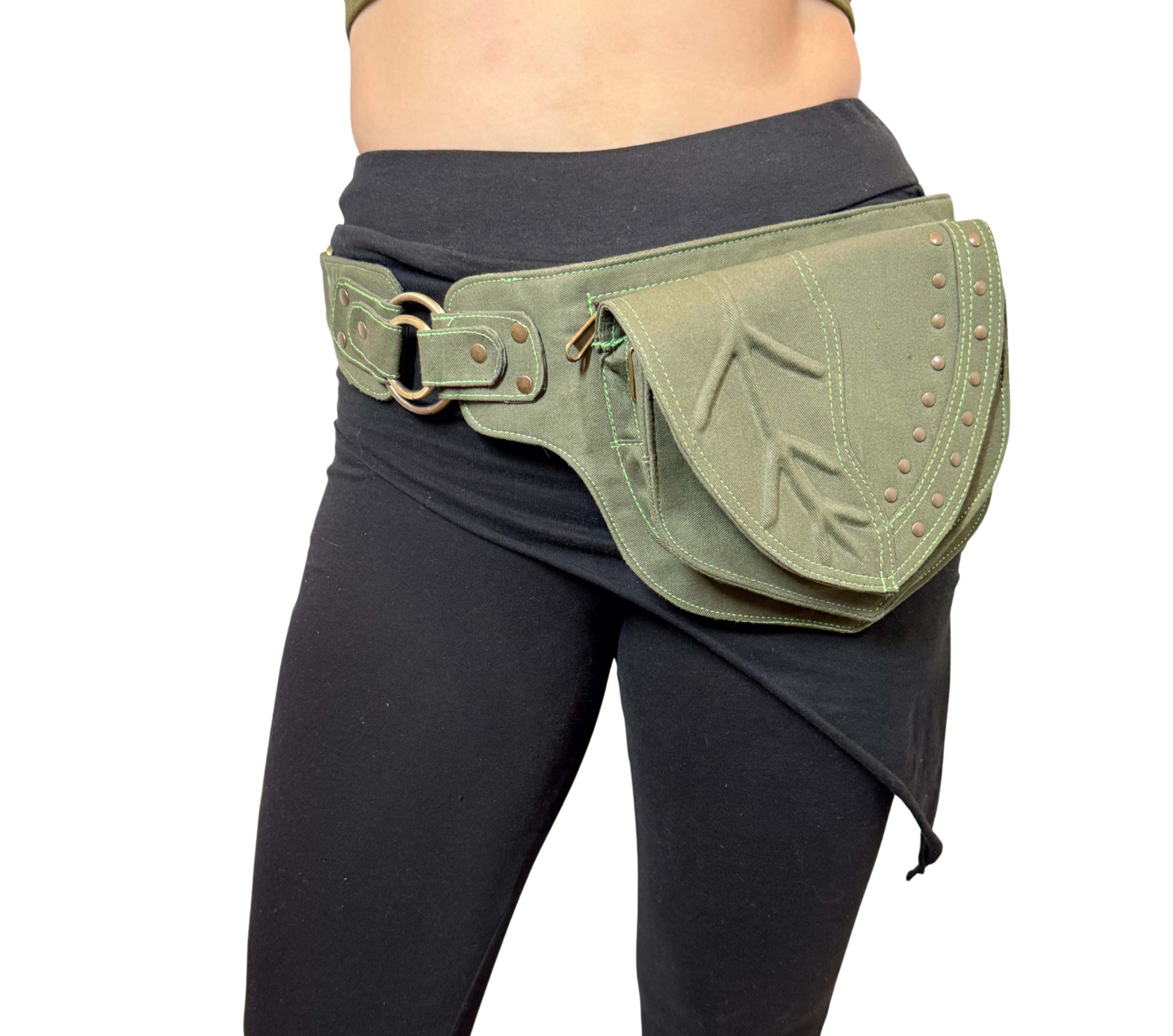 Maple Leaf Cotton Pocket Belt: Renaissance Faire Hip Bag