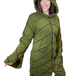 Moletom com capuz Leaf Fleece: Casaco Fairycore Elven LARP com manga sino