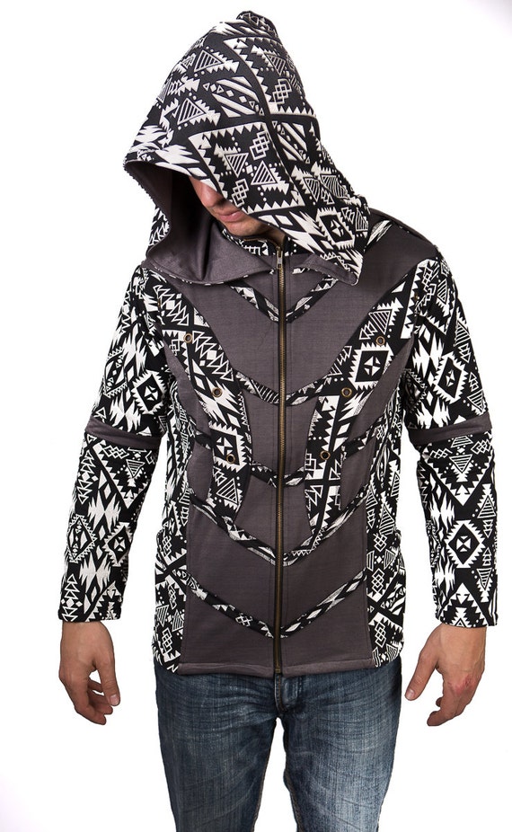 Alien Jacket ~ Mishu ~ Festival Clothing, tribal, zip up hoodie, alternative jacket, unisex