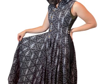 Hooded Cotton Corset Vest: Renaissance Festival Layering Top