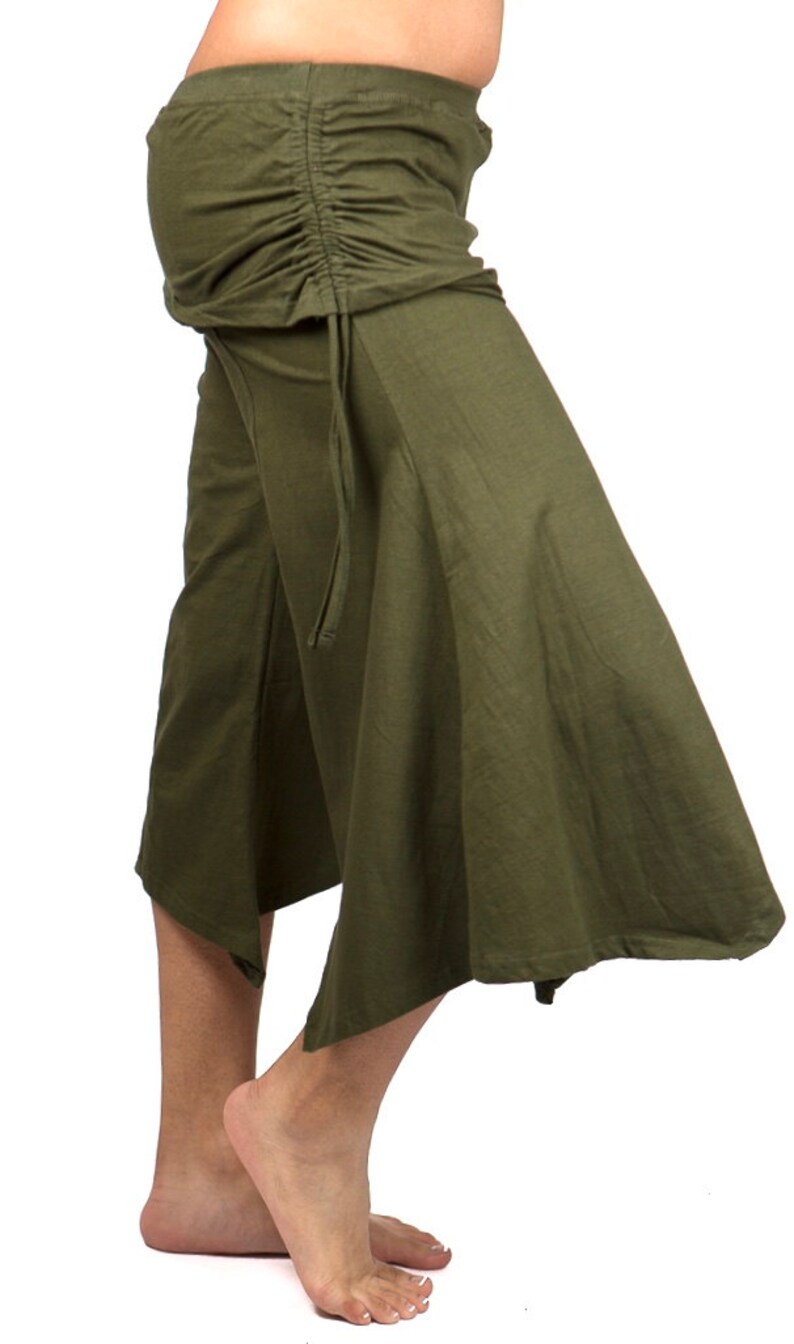 Fae Flair Pant ~ Mishu ~ Earth tones, Nymph, Fairy, Flare Capri, Folklore, Hooping, Festival clothing image 2