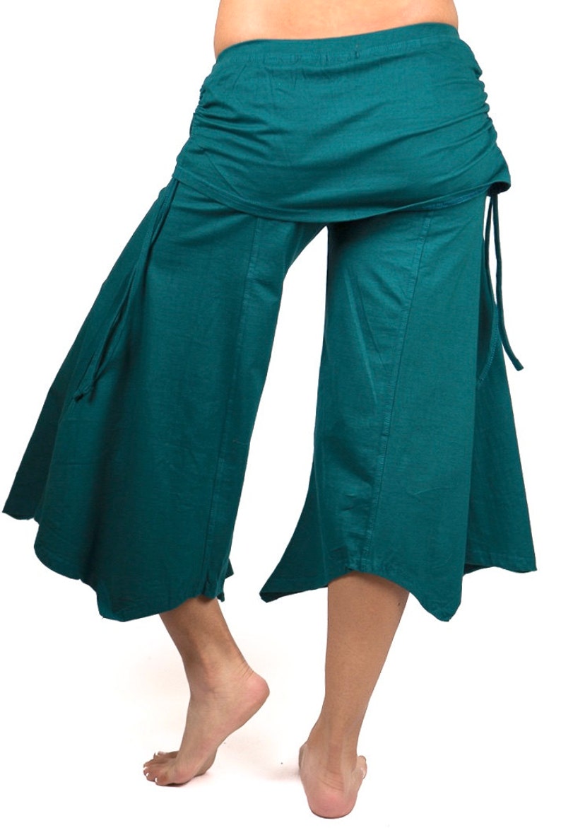 Fae Flair Pant ~ Mishu ~ Earth tones, Nymph, Fairy, Flare Capri, Folklore, Hooping, Festival clothing Peacock