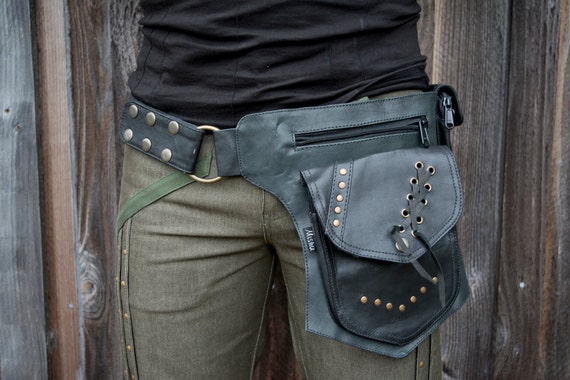 Leather Utility Belt: Mishu Biker Hip Belt With Pockets - Etsy display picture 1