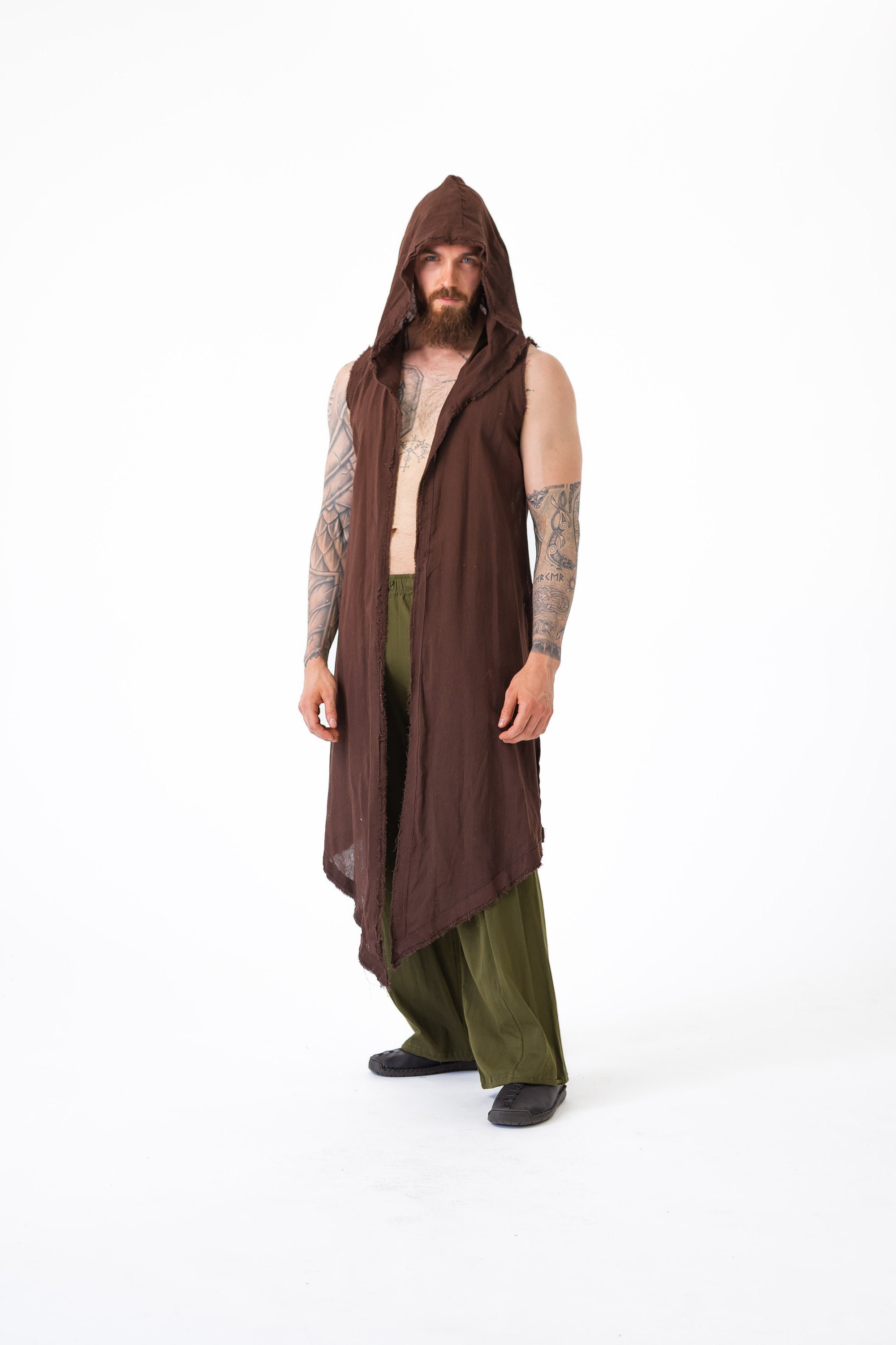 Desert Prince Vest ~ Mishu ~ Wasteland Vest, Apocalyptic Style, Fantasy style, Boho, Hooded vest, Festival clothing