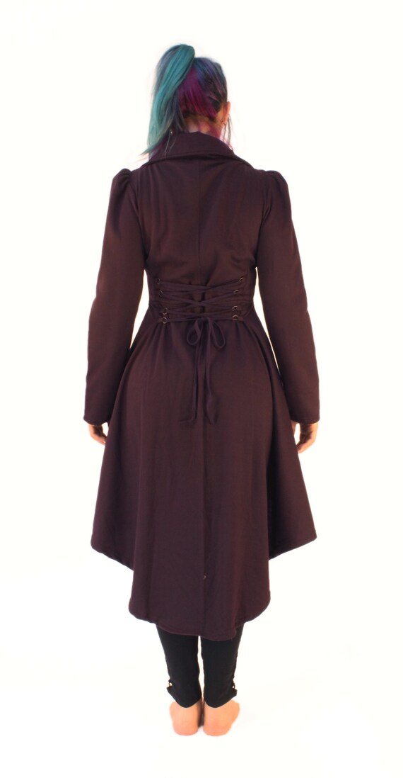 Layered lace up high low hooded coat online