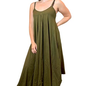 Bohemian Stretchy Cotton Dress: Fairy Pixie Alternative Clothing Olive
