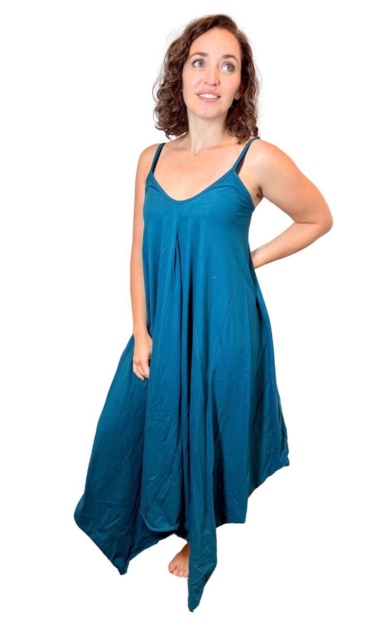 Bohemian Stretchy Cotton Dress: Fairy Pixie Alternative Clothing Teal