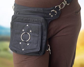 Eclipse Silver Thigh Bag: Cotton Canvas Utility Belt, Festival Vending Belt