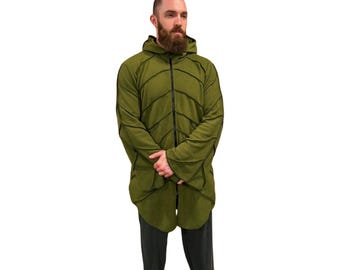 Blätter Fleece Jacke: Elfen LARP Pixie Kapuzenmantel