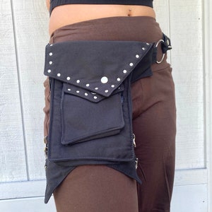 Raven Silver Utility Belt ~Utility Belt, Renaissance Festival Pouch, Pocket Belt , Larp Belt , Canvas Utility Belt , Festival Belt