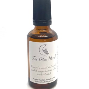 The Bitch Blend, 50ml essential oil roller bottle, amber, vanilla, citrus, best womens gift, PMS, menopause, & irritability