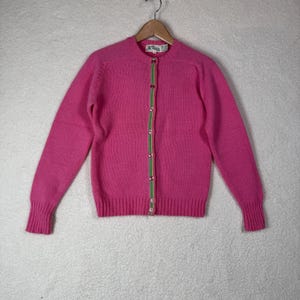 Vintage 1970s The Eagle&#39;s Eye Shetland Wool Sweater Cardigan Womens Size 36 M