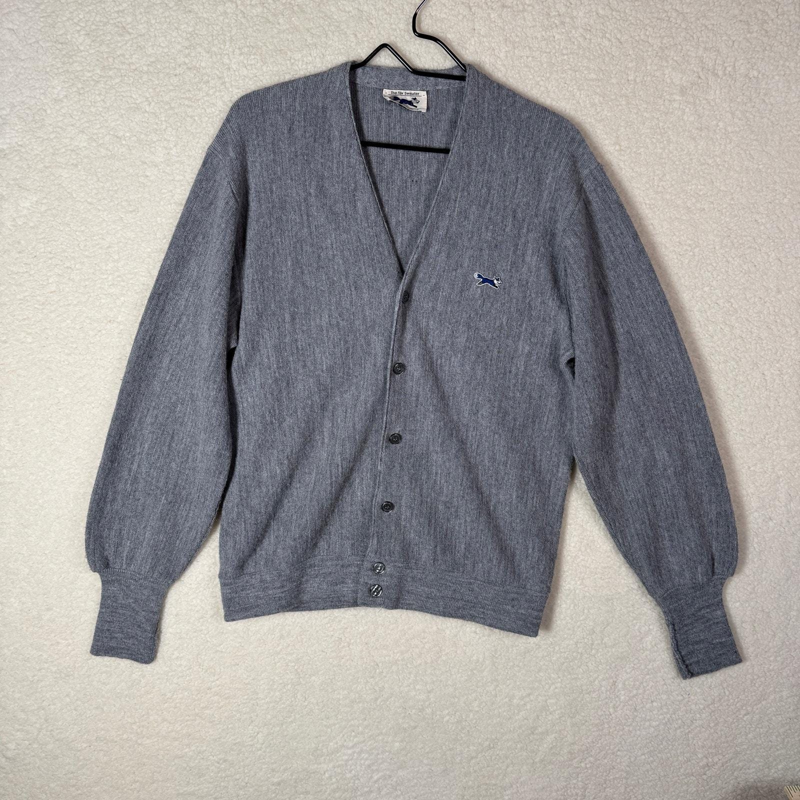 Vintage the Fox Sweater JC Penney Mens L 80s Cardigan Kurt Cobain