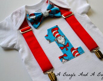 cat in the hat 1st birthday shirt