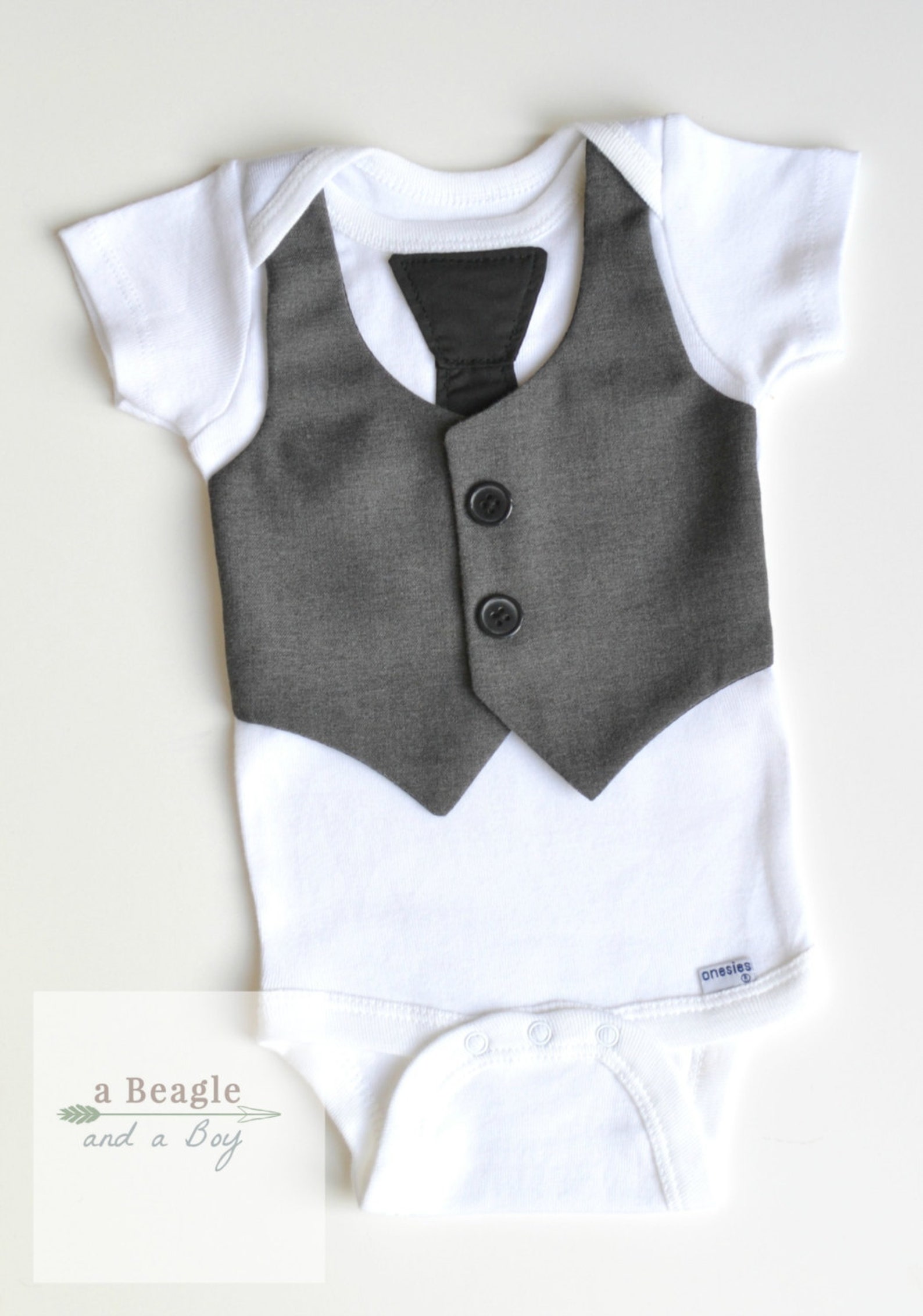 Baby Vest and Tie Gray Boys Onesie Newborn Clothes Baby Etsy