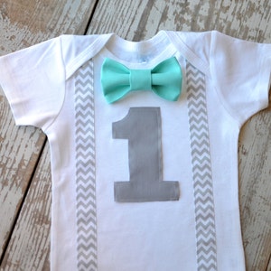 Boys First Birthday Outfit Baby Boy Clothes Gray Chevron - Etsy