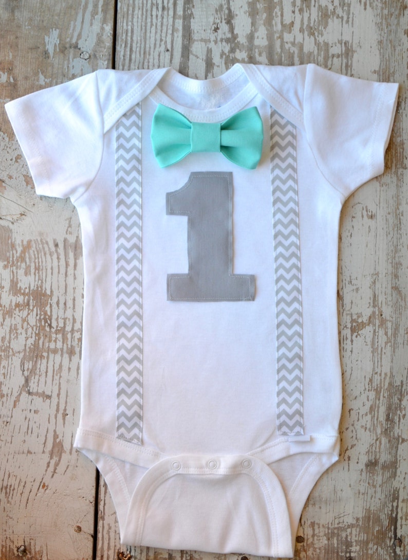 Boys First Birthday Outfit Baby Boy Clothes Gray Chevron - Etsy