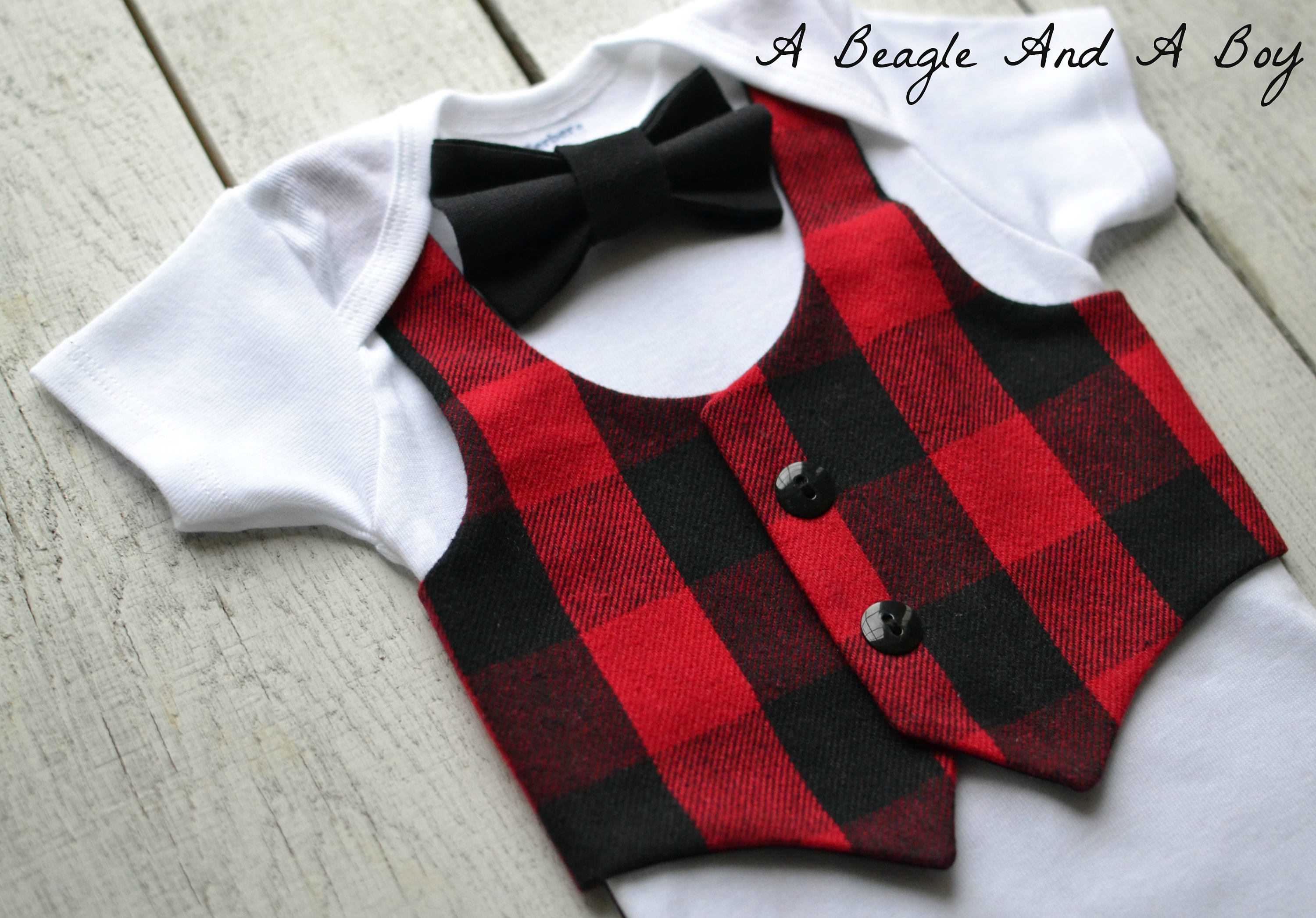 Lumberjack Baby Boy Clothes Bow Tie Vest Outfit Buffalo Plaid Etsy