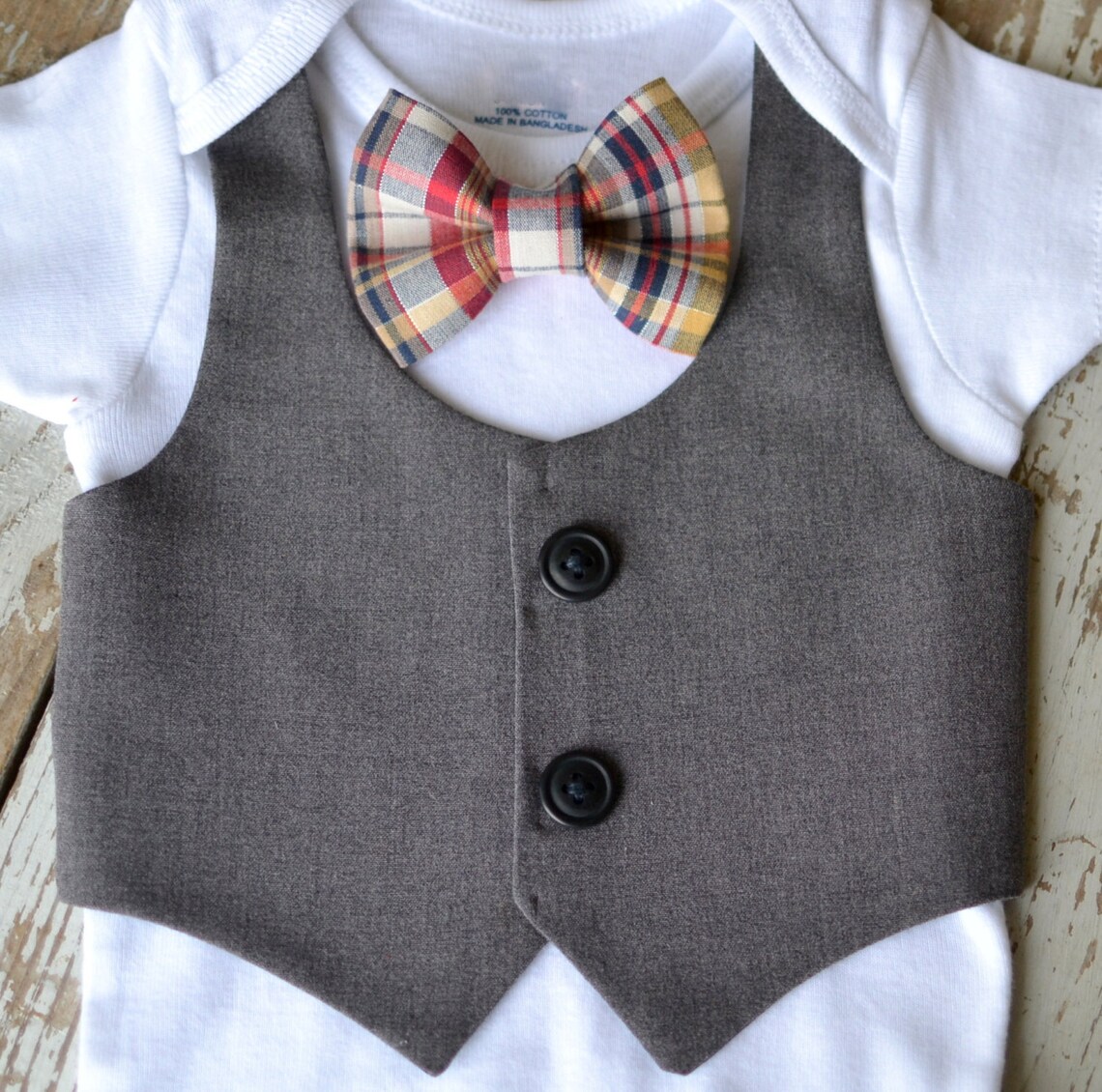 Baby Boy Clothes Baby Bow Tie Outfit Grey Vest Shorts Suit Etsy