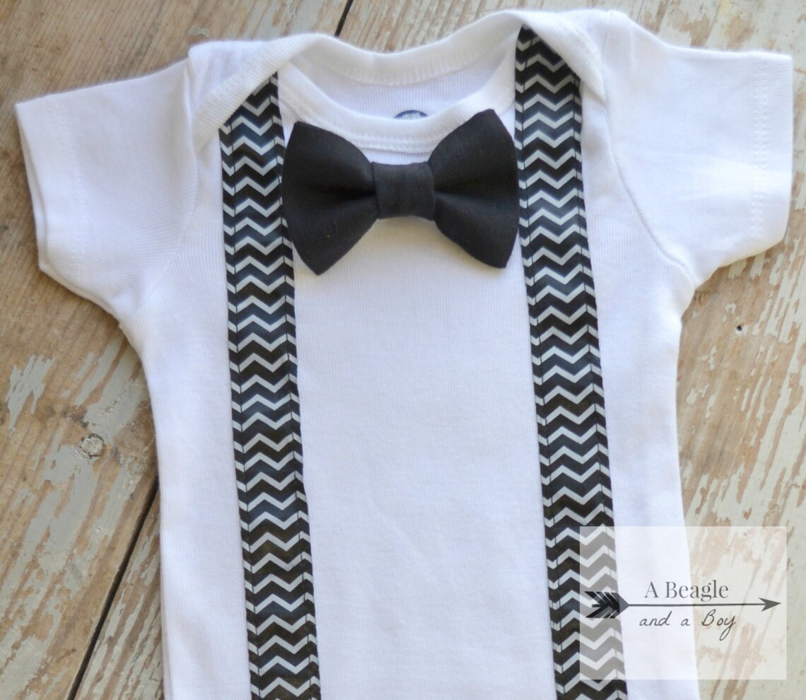 Baby Boy Clothes Infant Bow Tie Suspenders Black Navy Bowtie Etsy