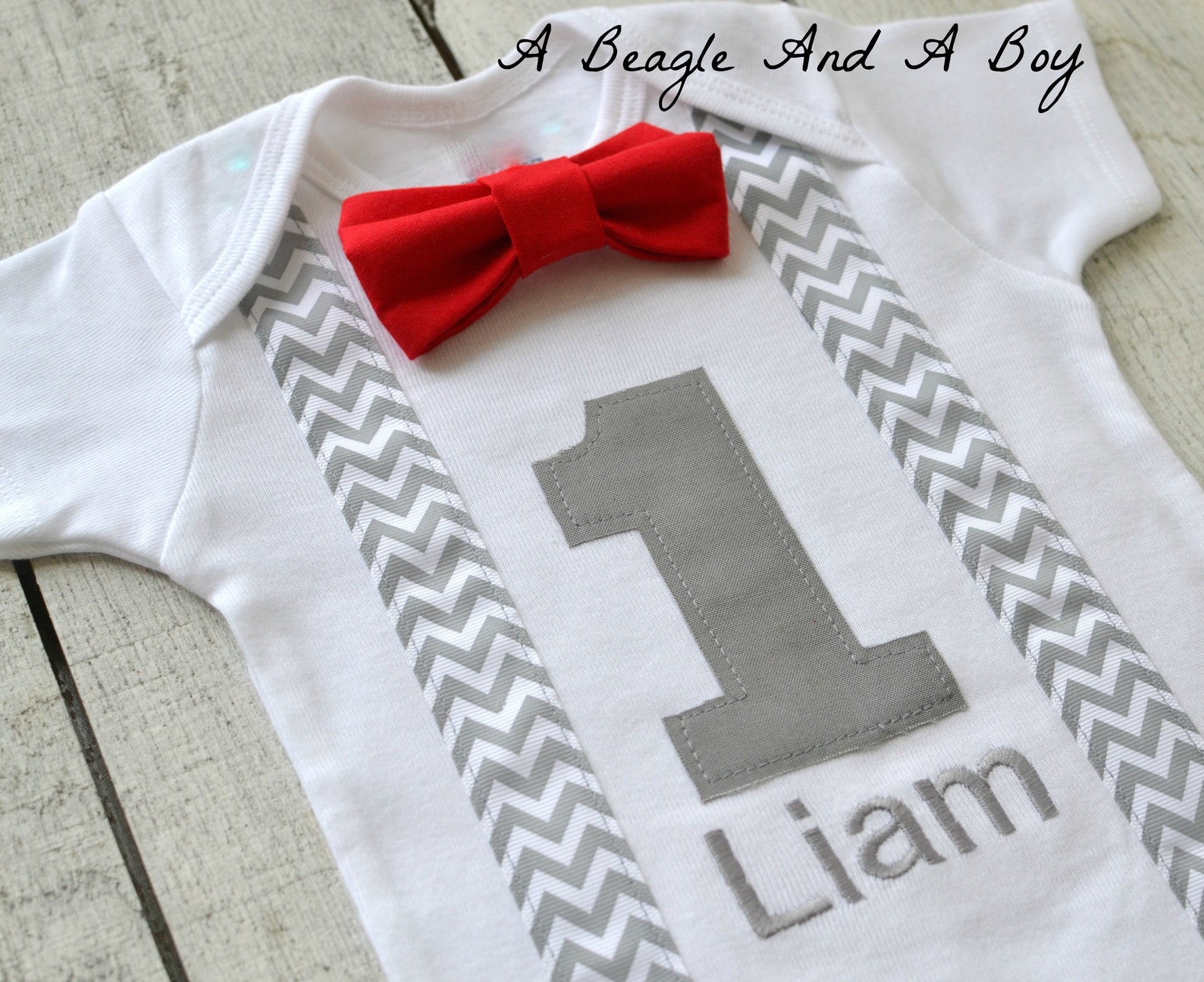 Boys First Birthday Outfit Baby Boy Clothes Gray Chevron Etsy