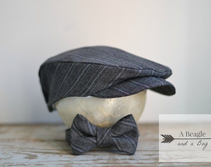 Newsboy Baby Flat Cap Bow Tie Set News Boy Prop Newborn Etsy