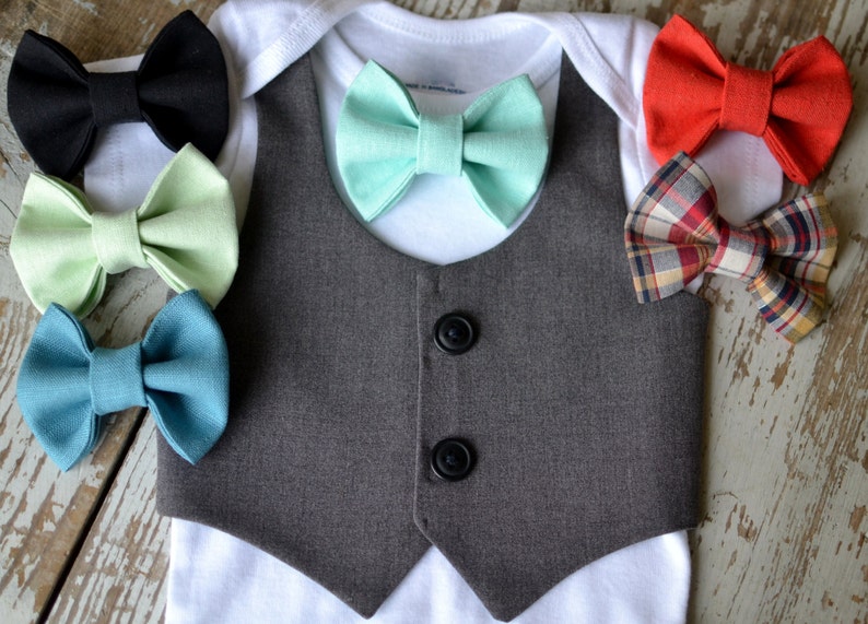 Baby Boy Clothes Baby Bow Tie Outfit Grey Vest Shorts Suit Etsy