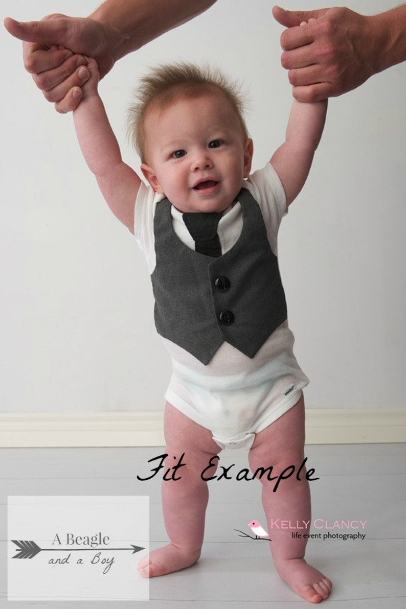 Baby Vest Bow Tie Gray Fall Check Boys Onesie Newborn Clothes | Etsy