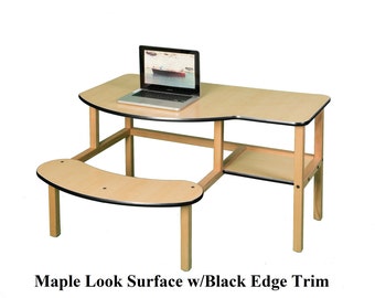 Childs Wooden Computer Activity Desk With Attached Seat For 1 Etsy