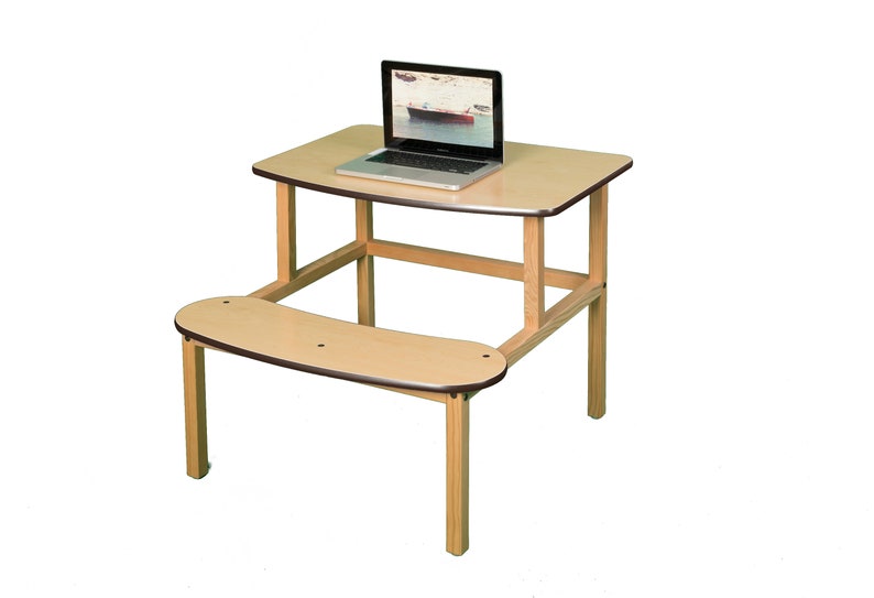 Childs wooden computer activity desk with attached seat for 1 Etsy