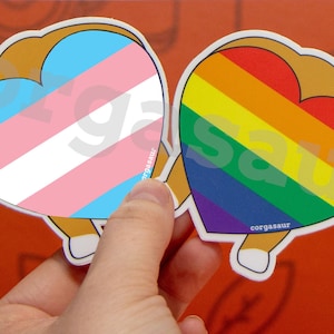 Corgi Pride - Rainbow, Trans Heart Butt Die Cut MAGNET