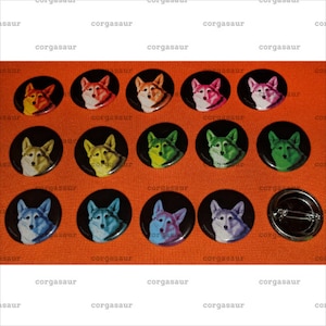 Rainbow Sonia Corgi Painting 1.25&quot; Round Button