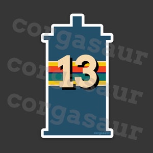13th Doctor Inspired Outfit Pattern inside Police Box Silhouette STICKER