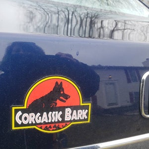 Corgassic Bark Parody Die Cut MAGNET - RED Background