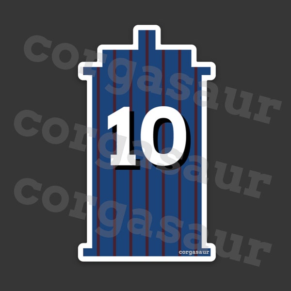 10th Doctor Inspired Outfit Pattern inside Police Box Silhouette STICKER