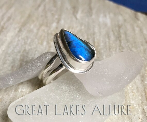 Blue Labradorite Ring Size 6.5 Sterling Silver Ring Blue | Etsy